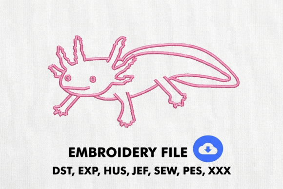 Axolotl Lineart Embroidery Design for Holiday Collections