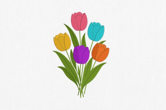 Colorful Tulip Bouquet Embroidery Art Review