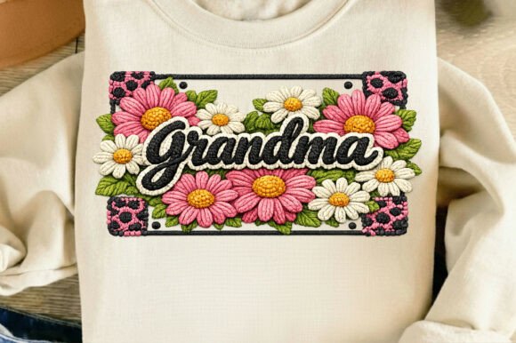 Embroidery Floral Grandma Mother s Day