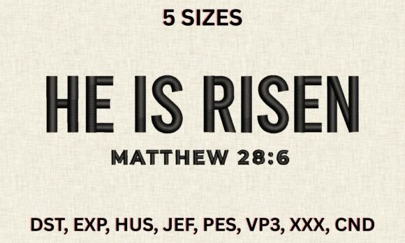 He Is Risen Matthew 28 6.Embroidery File Review