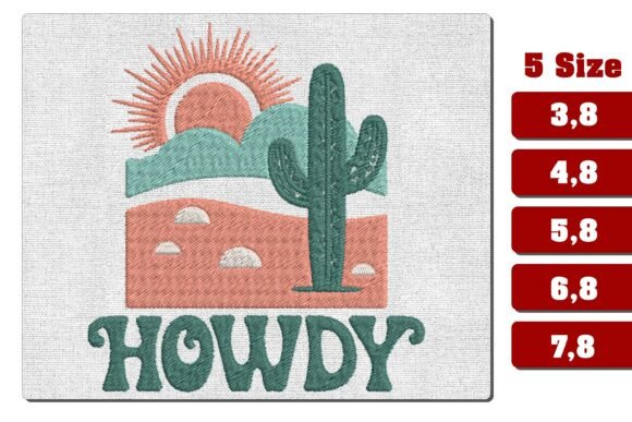 Howdy Desert Sunset Cactus Embroidery