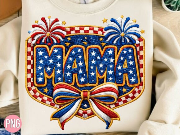 Patriotic Mama Bow Embroidery Style PNG Review