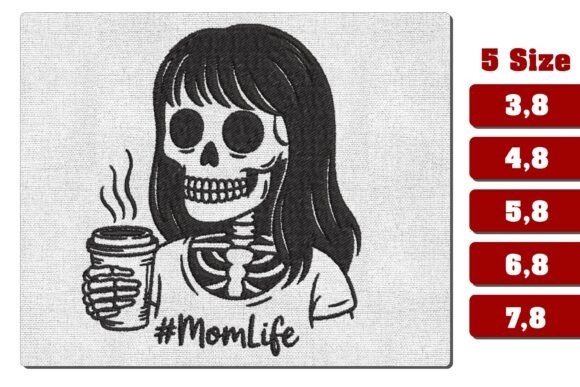 Skeleton Mom Life Coffee Embroidery Review