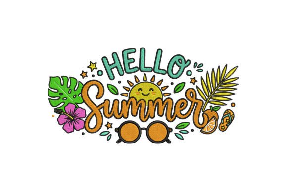 Tropical Leaves Summer Embroidery Design